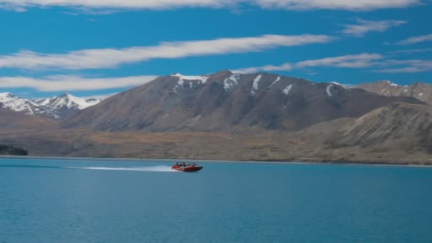 Remegő Felvételek Lake Tekapo Tükörképe Hegyek Zéland — Stock videók