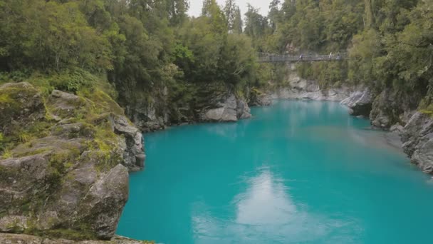 Блакитна Вода Скелі Hokitika Gorge Мальовничий Заповідник Південний Острів Нової — стокове відео