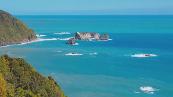 Bruce Bay West Coast South Island New Zealand Showing Beach — Stock Video