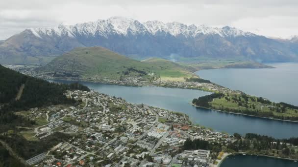 Panoramik Remarkables Göl Wakatipu Queenstown South Island Yeni Zelanda — Stok video