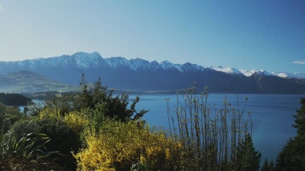 パノラマの景色 リマーカブルズ ワカティプ湖 クイーンズタウン ニュージーランド南島 — ストック動画