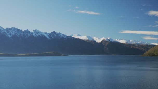 Панорамный Вид Удивительные Вещи Озеро Вакатипу Куинстаун Южный Остров Новая — стоковое видео