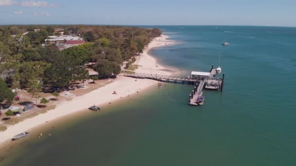 Vue Aérienne Jetée Bongaree Sur Île Bribie Sunshine Coast Queensland — Video