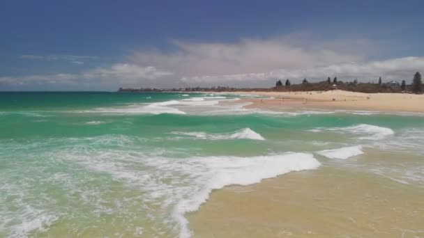 Vista Aérea Del Dron Playa Lago Currimundi Caloundra Sunshine Coast — Vídeo de stock