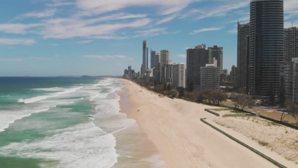 Surfers Paradise Beach Aerial Drone Perspective Gold Coast Queensland Australia — Stock Video