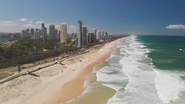 Surfers Paradise Beach Una Prospettiva Aerea Drone Gold Coast Queensland — Video Stock