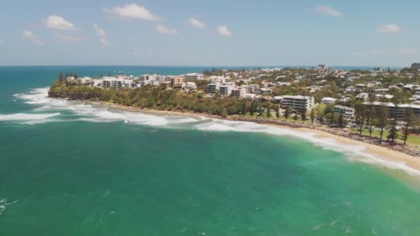 Légi Panorámaképeket Dicky Beach Caloundra Queensland Ausztrália — Stock videók