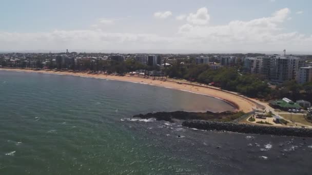 Aerial Drone View Suttons Beach Redcliffe Queensland Australia — Stock Video