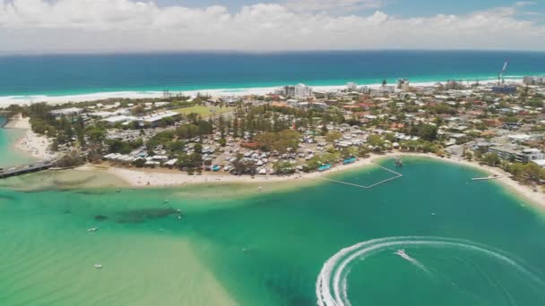 Aerial Drone View Tallebudgera Creek Famous Beach Gold Coast Queensland — Stock Video
