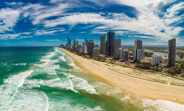 Surfers Paradise beach from aerial drone perspective, Gold Coast — Stock Photo, Image