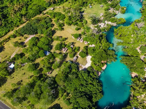 Błękitna Laguna z drona, Port Vila, Efate, Vanuatu — Zdjęcie stockowe