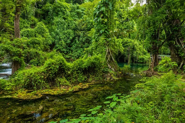 Rarru Rentapao Cascades, vízesés és a folyó, Teouma falu — Stock Fotó