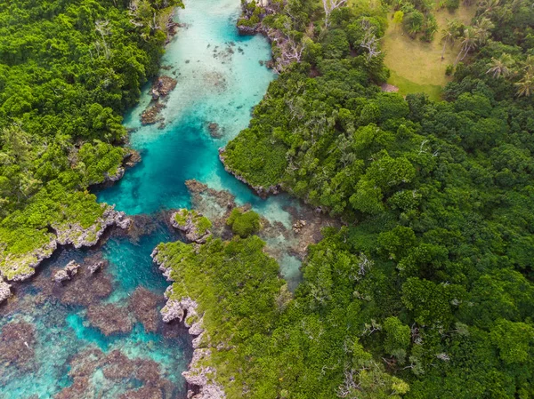 La Laguna Azul de drone, Port Vila, Efate, Vanuatu —  Fotos de Stock