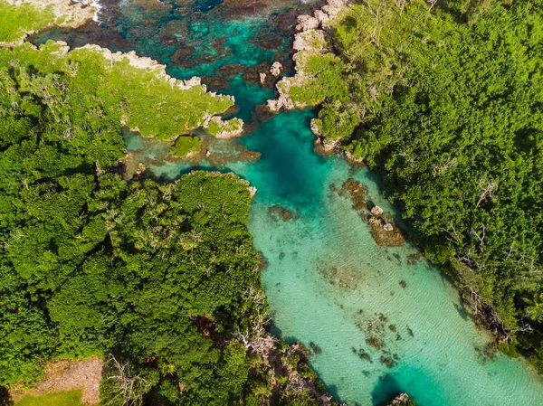 La Laguna Blu da drone, Port Vila, Efate, Vanuatu — Foto Stock