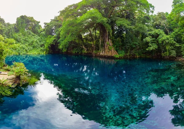 Matevulu Blue Hole, Espiritu Santa Island, Vanuatu, touriste aîné — Photo