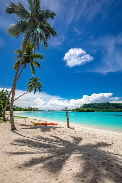 Port Orly sandy beach with palm trees, Espiritu Santo Island, Va — Stock Photo, Image