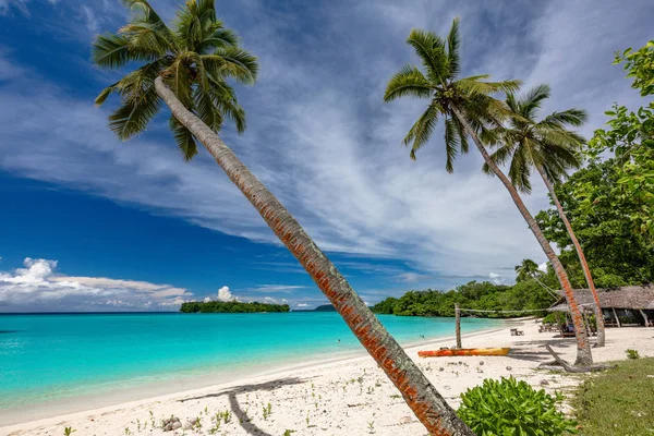 Port Orly sandy beach with palm trees, Espiritu Santo Island, Va — Stock Photo, Image