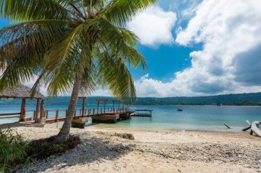 Port Vila, Vanuatu - April 6 2019: Jetty of a tropical Hideaway  clipart
