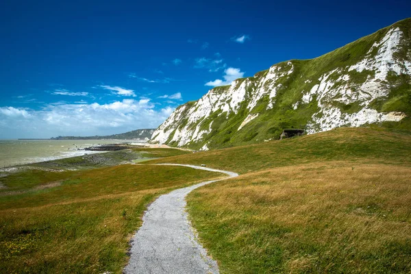 Vista Panorâmica Samphire Hoe Country Park Com Falésias Brancas Sul — Fotografia de Stock