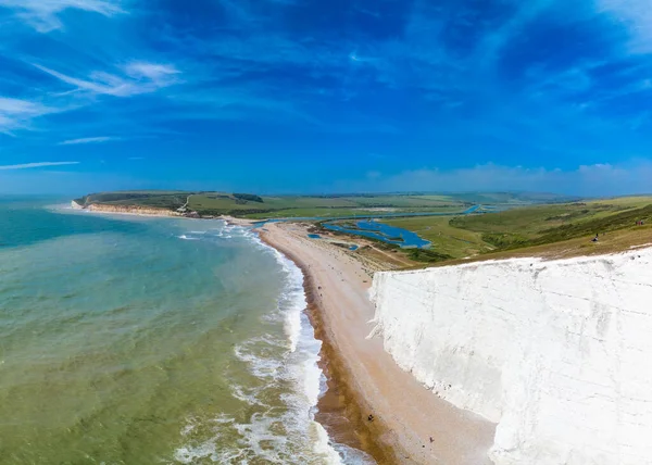 Severn Sisters White Cliffs Ocean Cuckmere South Downs National Park — Stock Photo, Image