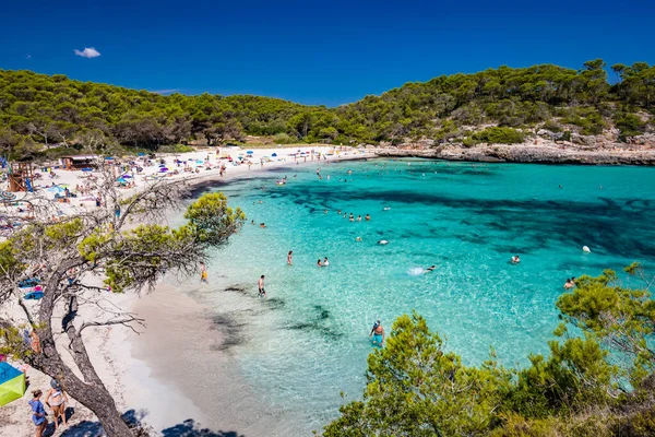 Cala Mondrago Majorka Spain July 2020 People Enjoy Famous Beach — Stock Photo, Image