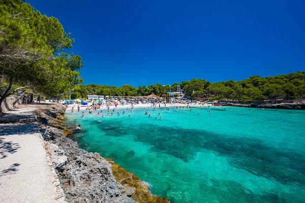 Cala Mondrago Majorka Spagna Luglio 2020 Gente Gode Spiaggia Famosa — Foto Stock