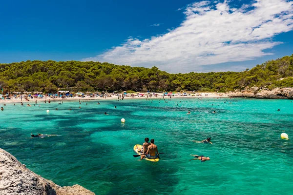 Cala Mondrago Majorka Spain Липня 2020 Люди Насолоджуються Відомим Пляжем — стокове фото