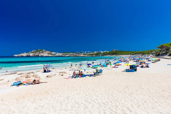 Cala Agulla Mallorca Spanje Juli 2020 Mensen Die Genieten Van — Stockfoto