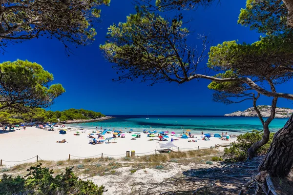 Cala Agulla Mallorca Spain July 2020 People Enjoying Summer Popular — Stock Photo, Image