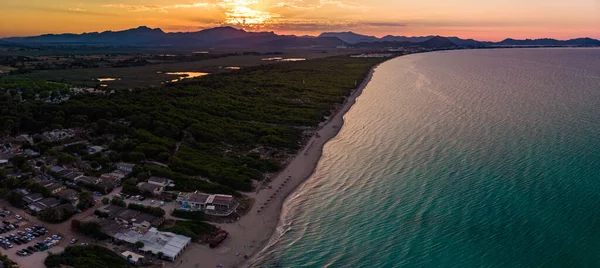 Aerial Drone View Coast Line Beach Playa Muro Mallorca Spain — Stock Photo, Image