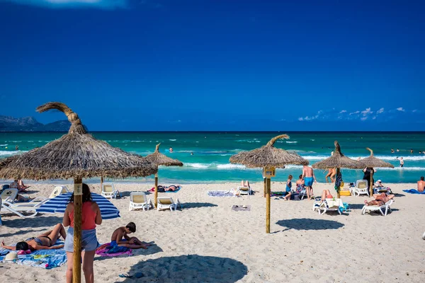 Playa Muro Majorque Espagne Juillet 2020 Les Gens Profitent Une — Photo