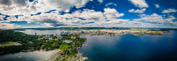 Pemandangan Kota Kristiansand Dan Kvadraturen Dari Oderoya Norwegia — Stok Foto