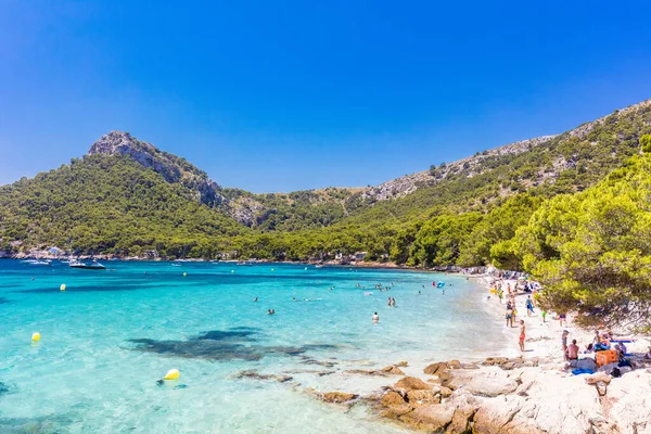 Platja Formentor Mallorca Spain Липня 2020 Люди Які Насолоджуються Популярним — стокове фото