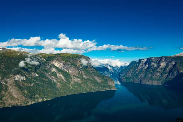 Amazing View Aurlandsfjord Sognefjorden Stegastein Viewpoint Norway — Stock Photo, Image