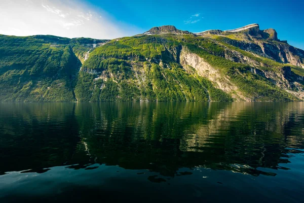 Panorama Drone Dei Fiordi Geiranger Geirangerfjord Norvegia — Foto Stock