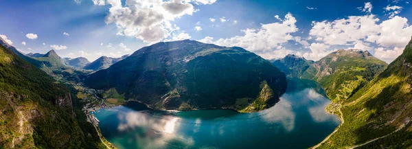 Paisaje Panorámico Drones Fiordos Geiranger Geirangerfjord Noruega — Foto de Stock