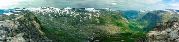 Panoramautsikt Över Geirangerfjorden Och Bergslandskapet Från Dalsnibbas Platå Norge Skandinavien — Stockfoto