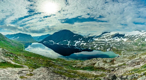 Πανοραμική Άποψη Του Τοπίου Geirangerfjord Και Των Βουνών Από Την — Φωτογραφία Αρχείου