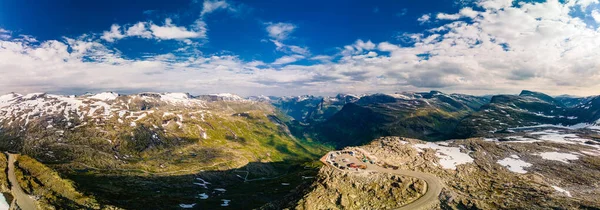 Vista Panorámica Del Paisaje Geirangerfjord Montañas Desde Mirador Meseta Dalsnibba — Foto de Stock