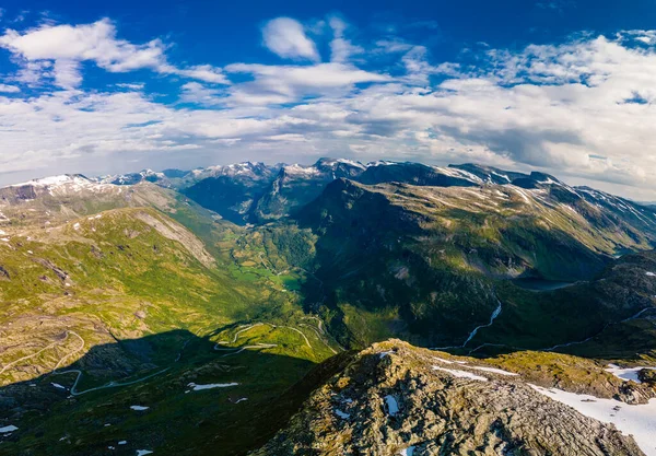 Πανοραμική Άποψη Του Τοπίου Geirangerfjord Και Των Βουνών Από Την — Φωτογραφία Αρχείου