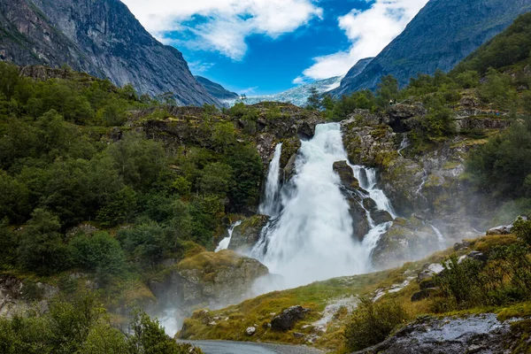 Briksdalsbreen Braccio Ghiacciaio Jostedalsbreen Lago Briksdalsbre Norvegia — Foto Stock