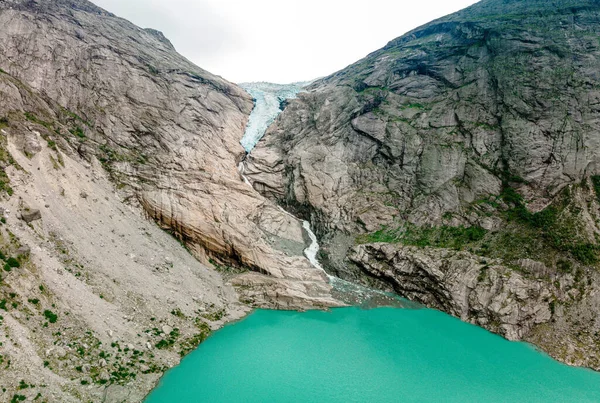 Briksdalsbreen Braccio Ghiacciaio Jostedalsbreen Lago Briksdalsbre Norvegia — Foto Stock