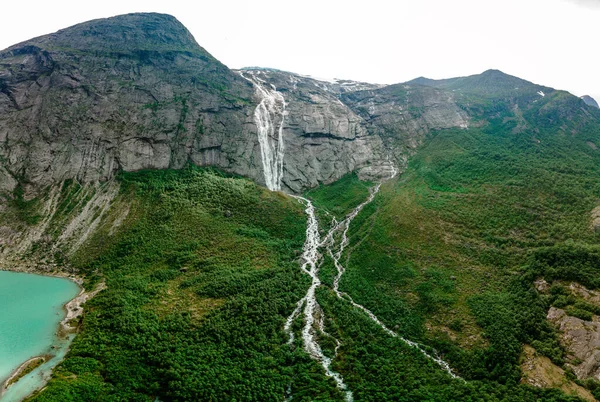 Briksdalsbreen Brazo Glaciar Jostedalsbreen Lago Briksdalsbre Noruega —  Fotos de Stock