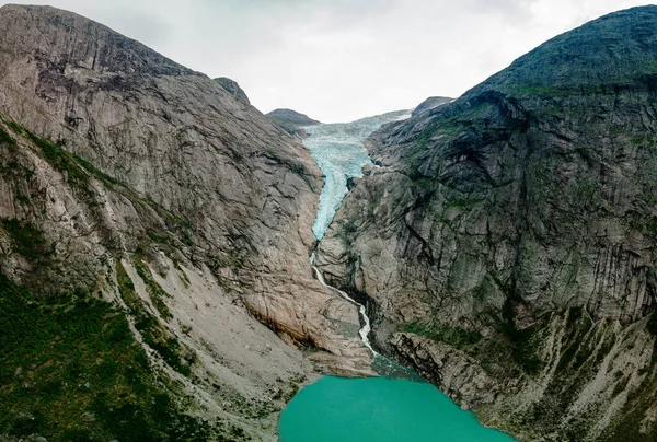 Briksdalsbreen Brazo Glaciar Jostedalsbreen Lago Briksdalsbre Noruega —  Fotos de Stock