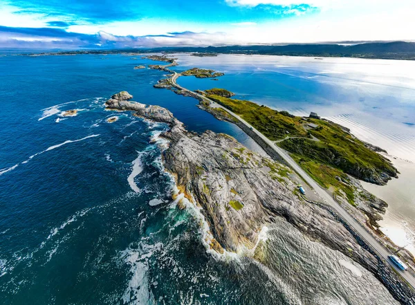 Atlantic Ocean Road Atlanterhavsveien Νορβηγική Κατασκευή Του Αιώνα Νορβηγία — Φωτογραφία Αρχείου