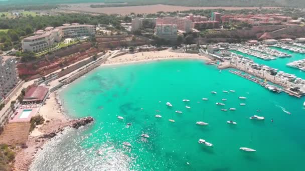 Αεροφωτογραφία Μαρίνα Port Adriano Toro Mallorca Βαλεαρίδες Νήσοι Ισπανία — Αρχείο Βίντεο