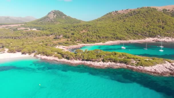 Cala Agulla Sandstrand Spanien Balearen Mallorca Cala Rajada — Stockvideo