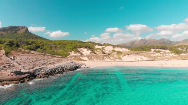 Beautiful Sandy Beach Cala Mesquida Mallorca Balearic Islands Spain — Stock Video