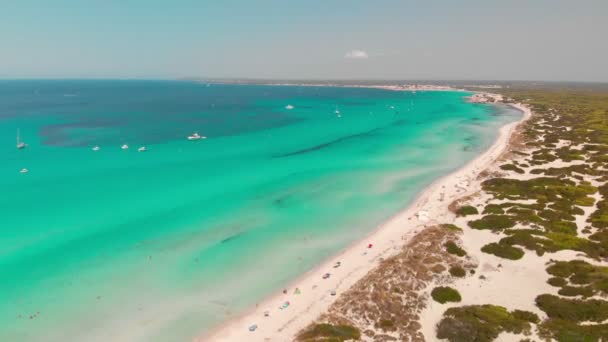 Mallorca Trenc Ses Arenes Plajı Spanya — Stok video