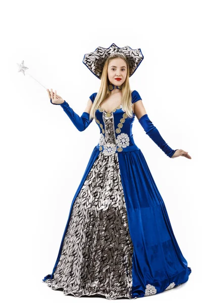 Beautiful Woman Fairy Dress Wand — Stock Photo, Image
